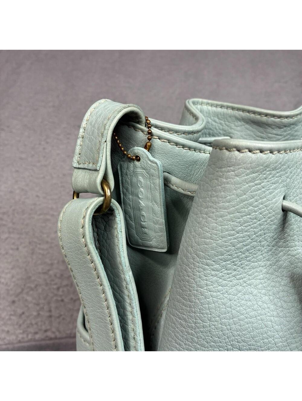 Vintage Coach Sonoma Drawstring Bucket Bag 4926 Mint Green Leather USA - Picture 3 of 15